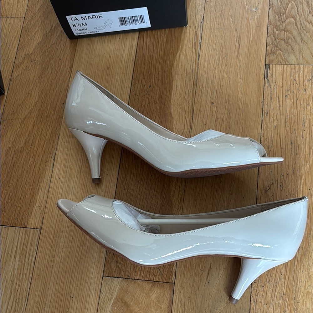 Elegant Cream Peep-Toe Heels